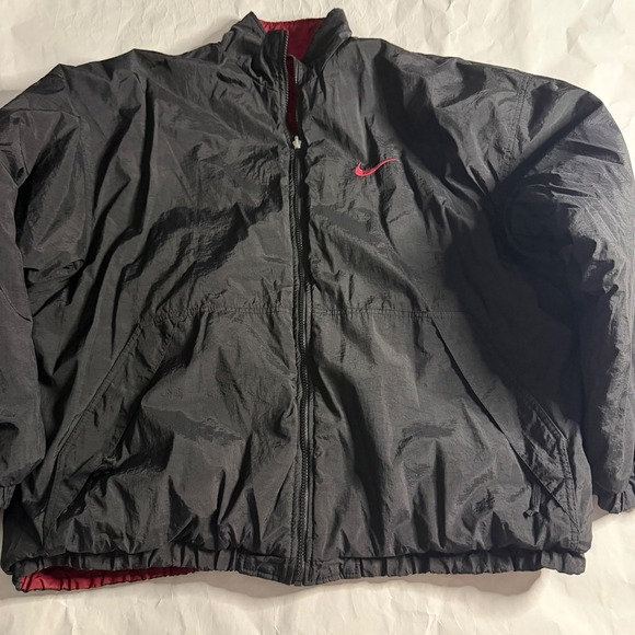 Nike Other - Nike Reversible Jacket Swoosh VTG Y2K Mens XL Red Black Puffer Coat Oversize